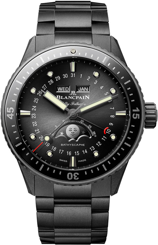 Blancpain 5054 0130 01S Bathyscaphe Quantième Complet Phases de Lune Black Dial