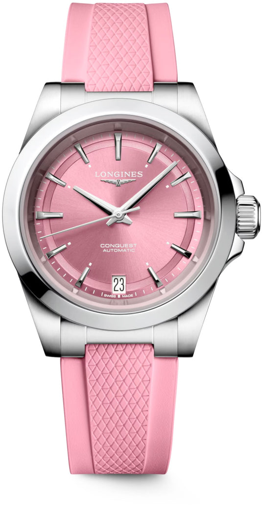 Longines L3.430.4.99.9 Conquest Sunray Pink Dial on Strap