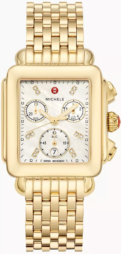 Michele Deco 18k Gold Diamond Dial Watch MWW06A000780