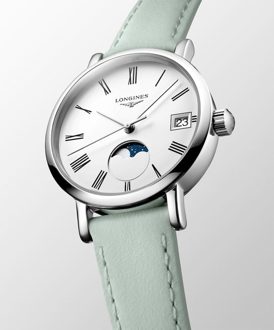 Longines L4.330.4.11.0 Elegant Collection Moonphase White Dial on Strap
