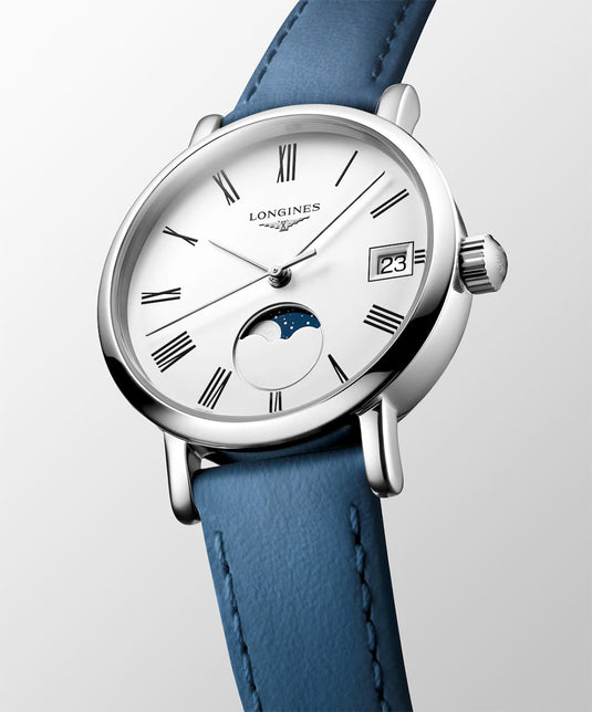 Longines L4.330.4.11.2 Elegant Collection Moonphase White Dial on Strap