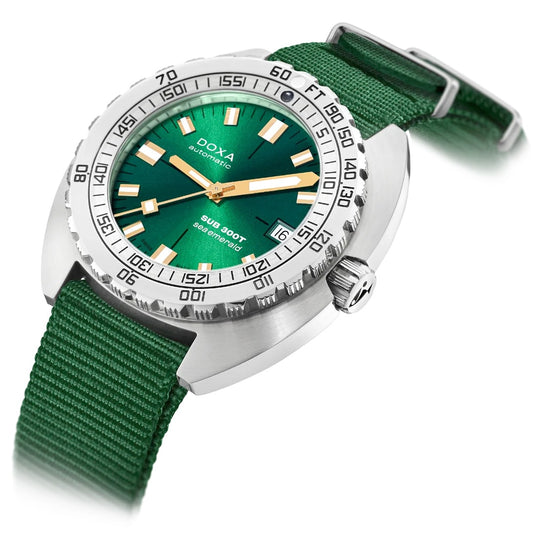 DOXA Sub 300T Sea Emerald 840.10.131.26-N on NATO Strap