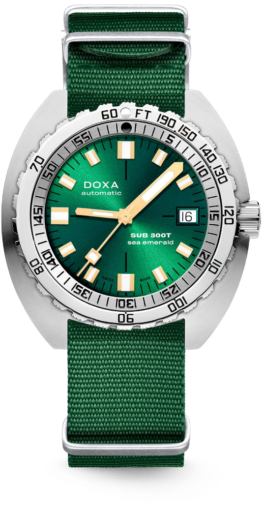 DOXA Sub 300T Sea Emerald 840.10.131.26-N on NATO Strap