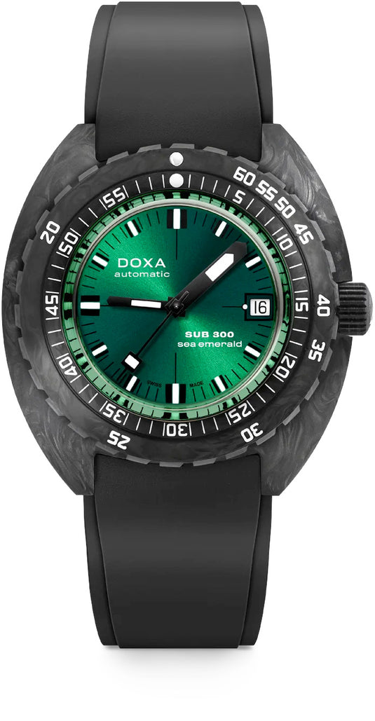 DOXA Sub 300 Carbon Sea Emerald 822.70.131.20 on Rubber Strap