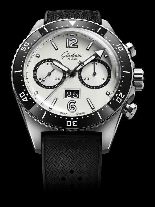 Glashütte Original SeaQ Chronograph "Panda" on Black Rubber Strap 1-37-23-03-80-06