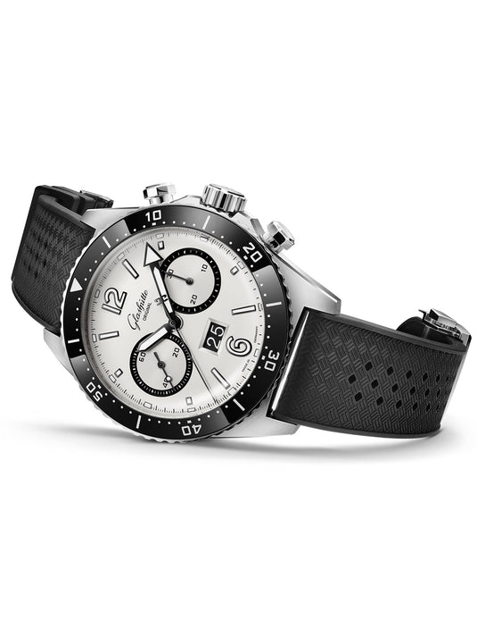 Glashütte Original SeaQ Chronograph "Panda" on Black Rubber Strap 1-37-23-03-80-33
