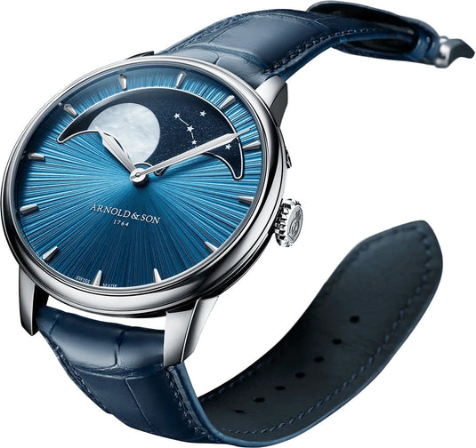 Arnold & Son 1GLBX.U01A.C200X Perpetual Moon 41.5 Platinum Blue Stellar Rays