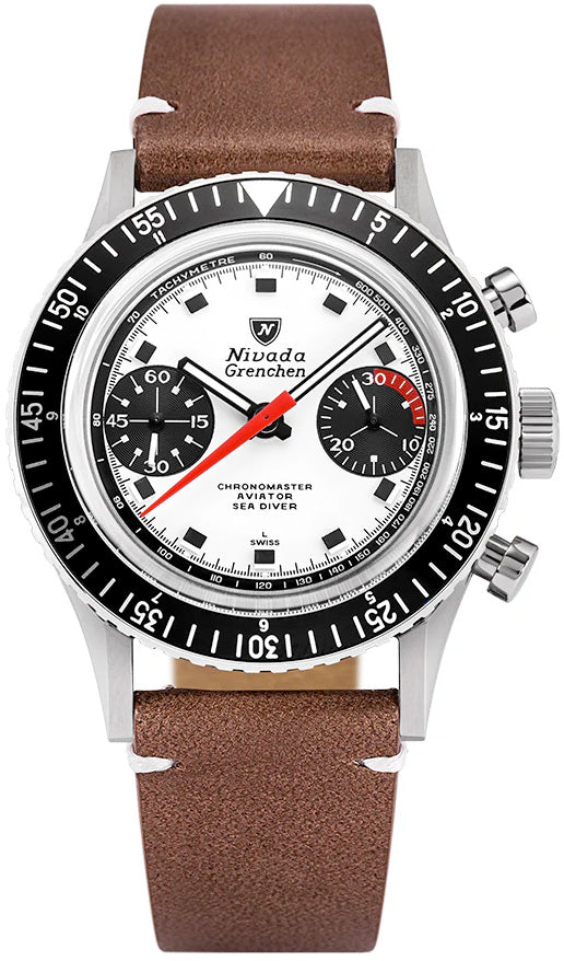 Nivada Grenchen 86054M14LO Chronomaster Paul Newman - Inter.Bezel White on Strap