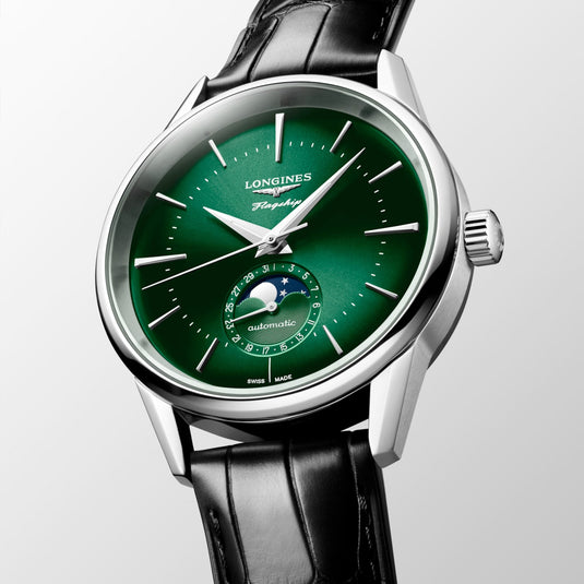 Longines L4.815.4.02.2 Flagship Heritage Sunray Green Dial on Strap