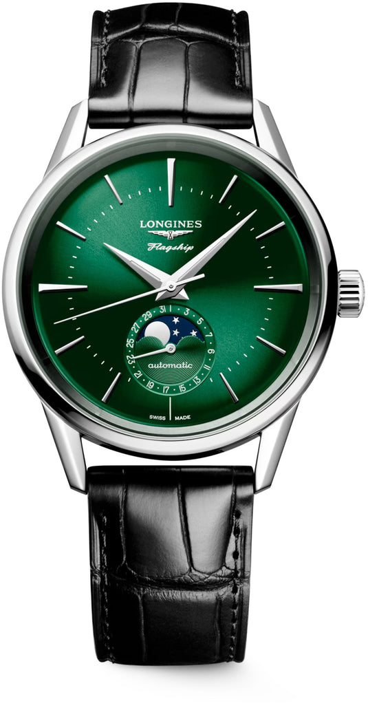 Longines L4.815.4.02.2 Flagship Heritage Sunray Green Dial on Strap