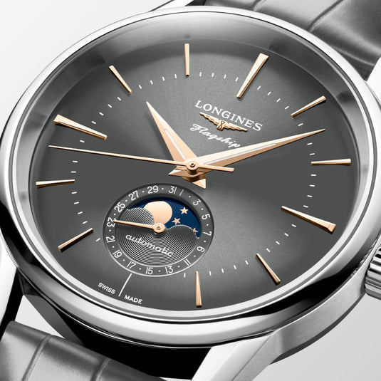 Longines L4.815.4.52.2 Flagship Heritage Sunray Anthracite Dial on Strap
