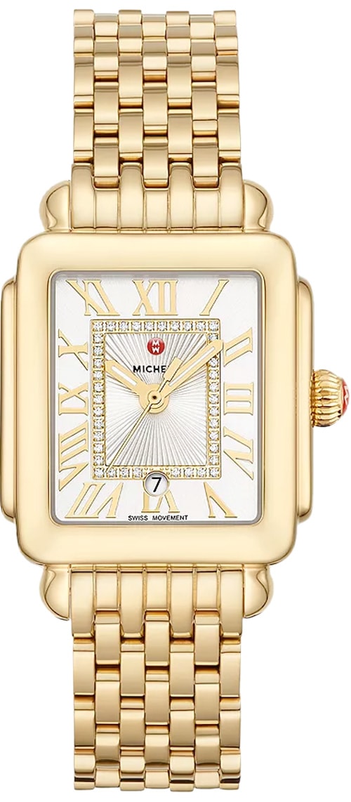 Michele MWW06G000014 Deco Madison Mid 18K Gold Diamond Dial Watch