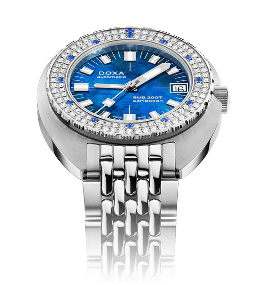 DOXA SUB 200T Diamonds 804.10D.201.10 Caribbean on Bracelet