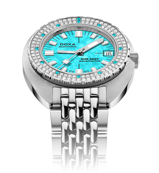 DOXA SUB 200T Diamonds 804.10D.241.10 Aquamarine on Bracelet