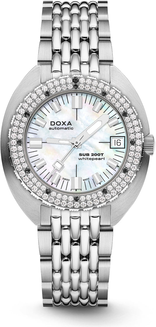 DOXA SUB 200T Diamonds 804.10D.011.10 Whitepearl on Bracelet