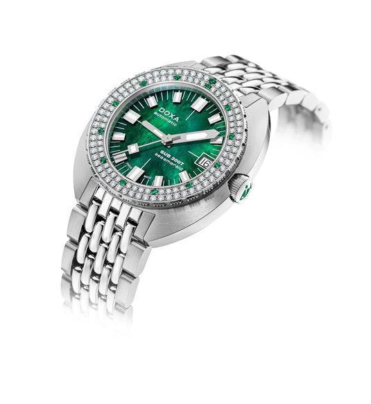 DOXA SUB 200T Diamonds 804.10D.131.10 Sea Emerald on Bracelet