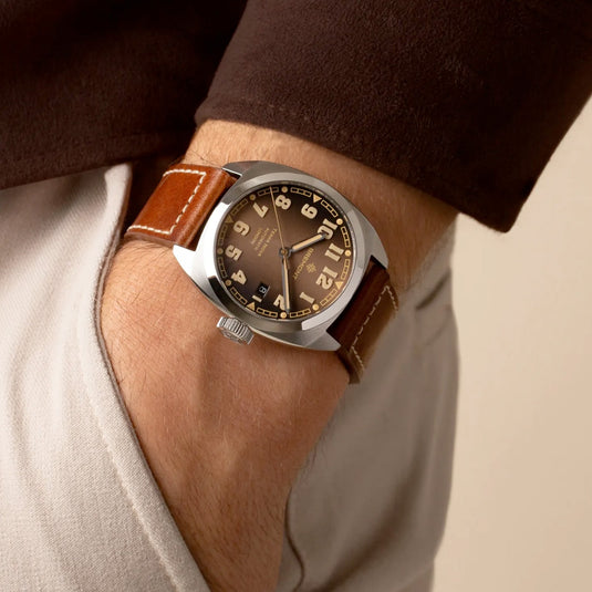 Bremont TN40-DT-SS-BR-L-S Terra Nova Date SS Caramel Dial Leather Strap