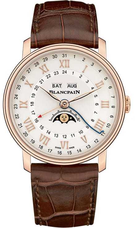 Blancpain Villeret Quantieme Complet GMT Red Gold on Strap 6676 3642 55B