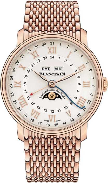 Blancpain Villeret Quantieme Complet GMT Red Gold on Bracelet 6676 3642 MMB