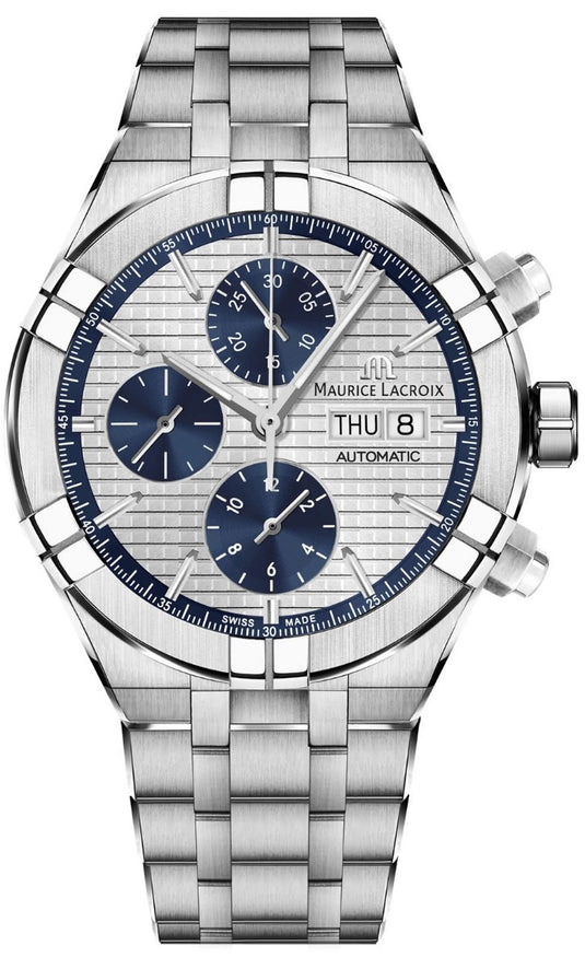 Maurice Lacroix Aikon Automatic Chronograph Silver Blue on Bracelet AI6038-SS002-131-1