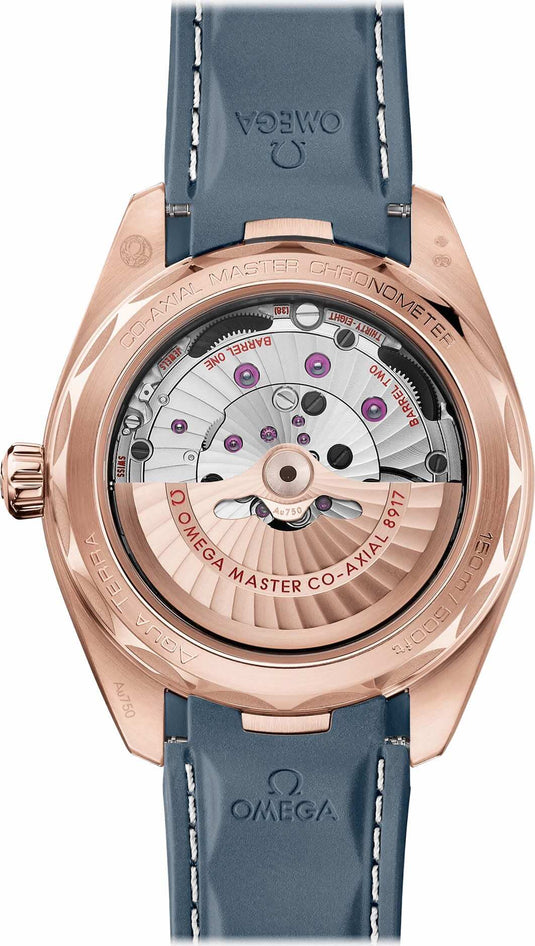 Omega Aqua Terra 150M Small Seconds Sedna Gold Blue Dial 41mm on Strap
