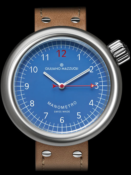 Giuliano Mazzuoli Manometro Blue Dial Brushed Steel