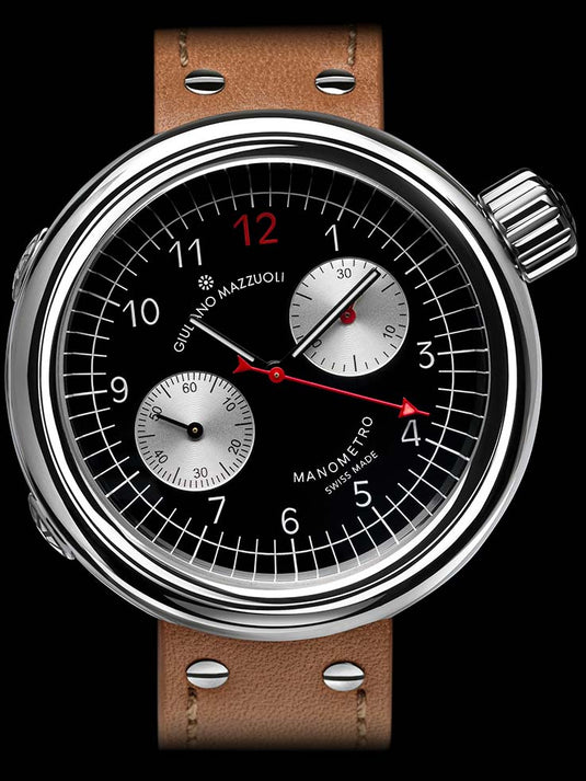 Giuliano Mazzuoli Manometro Chronograph Black Polished Stainless Steel