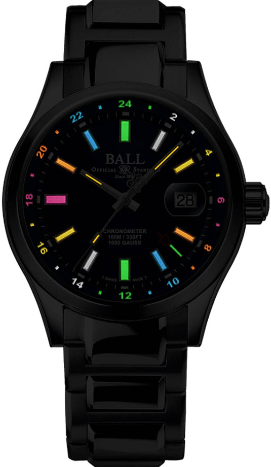 Ball Engineer III Endurance 1917 GMT 41mm Ice Blue Dial Rainbow Tubes