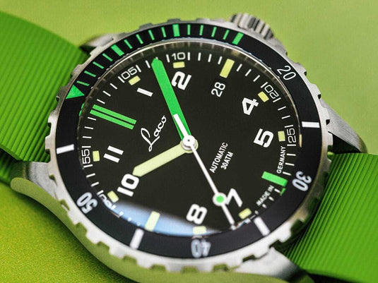 Laco Squad Amazonas 39 on Green Rubber Strap