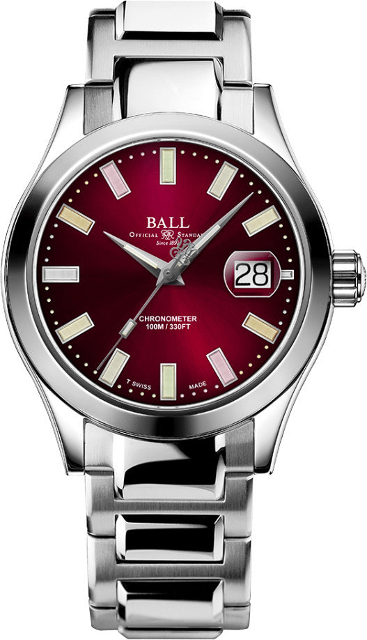 Ball Engineer III Marvelight Chronometer Burgundy Red 40mm NM9026C-S27C-RDR Rainbow Tubes