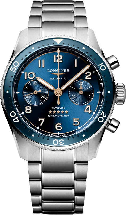 Longines L3.821.4.93.6 Spirit Flyback Blue Dial on Bracelet