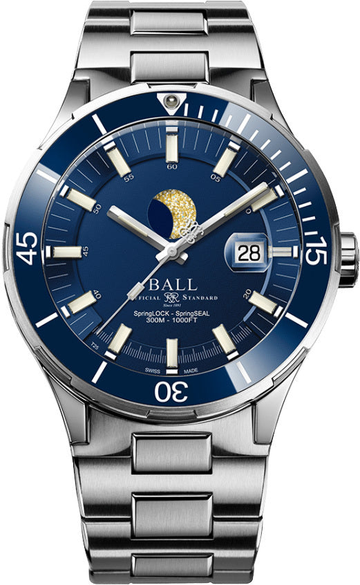 Ball DM3130B-S13J-BE Roadmaster Challenger Moonphase 40mm Blue Dial on Bracelet