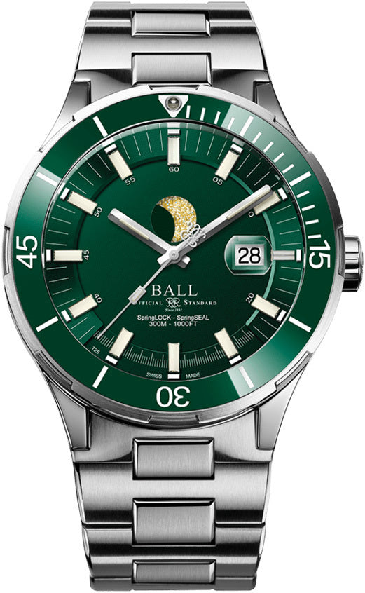 Ball DM3150B-S13J-GR Roadmaster Challenger Moonphase 43mm Green Dial on Bracelet