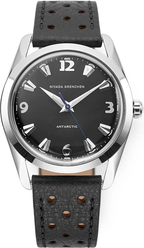 Nivada Grenchen 35002M40 Antarctic 35mm Black White Luminova on Black Racing Strap