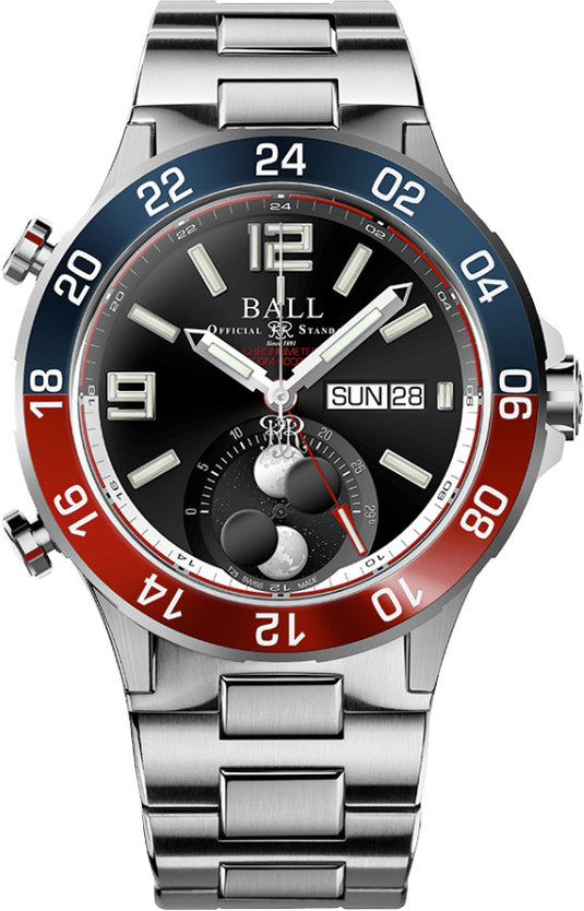 Ball DG3220A-S1CJ-BK Roadmaster Marine GMT Moon Phase Black Dial 42mm