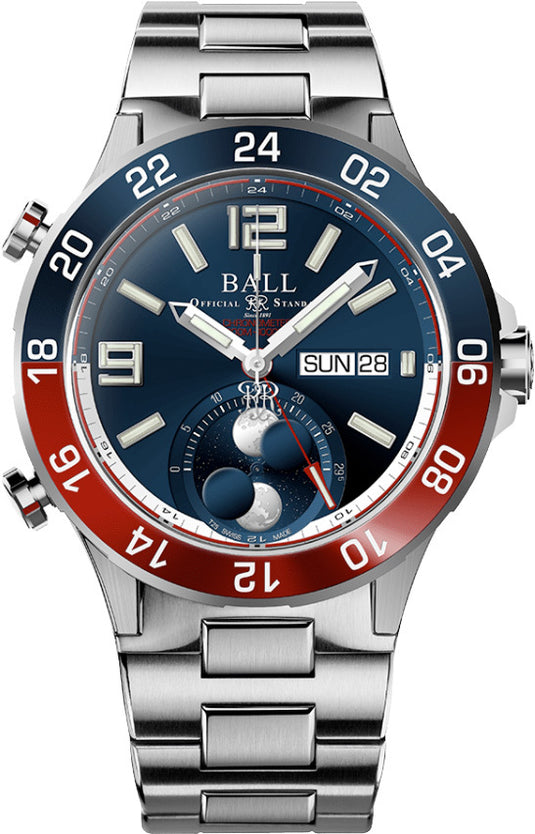 Ball DG3220A-S1CJ-BE Roadmaster Marine GMT Moon Phase Blue Dial 42mm