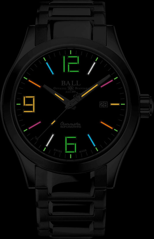 Ball NM2128C-S3CJ-BKR Engineer M Pioneer II Black Dial Rainbow Tubes 43mm