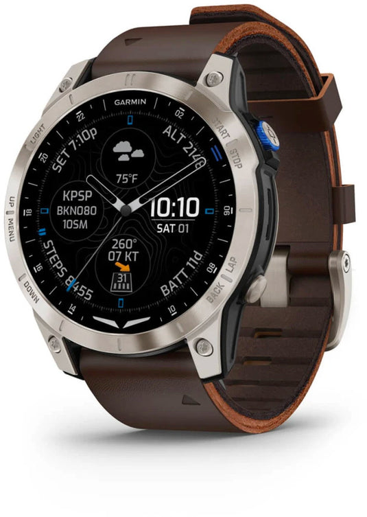 Garmin D2 Mach 1 Aviator Smartwatch with Oxford Brown Leather Band