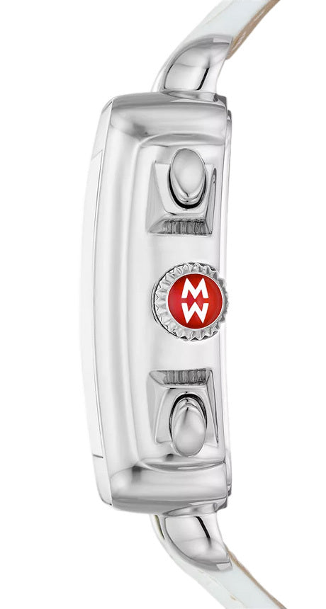 Michele Deco Sport Chronograph Stainless Steel White Leather Watch MWW06K000066