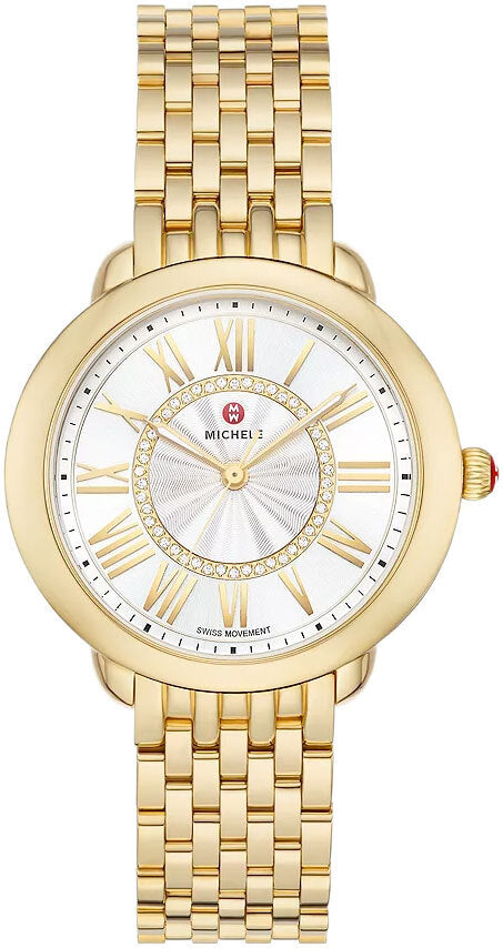 Michele Serein Mid 18k Gold-Plated Diamond Dial Watch MWW21B000160