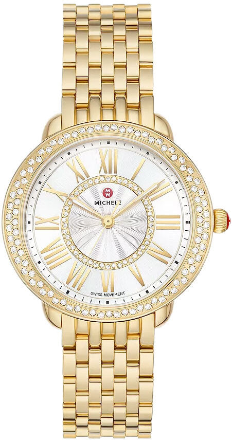 Michele Serein Mid 18k Gold-Plated Diamond Watch MWW21B000161