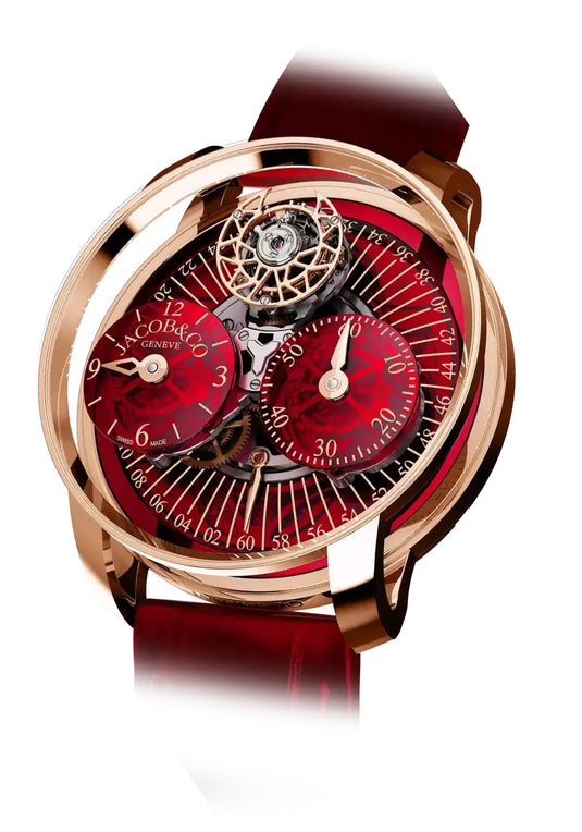 Jacob & Co. Astronomia Regulator Rose Gold Red on Strap
