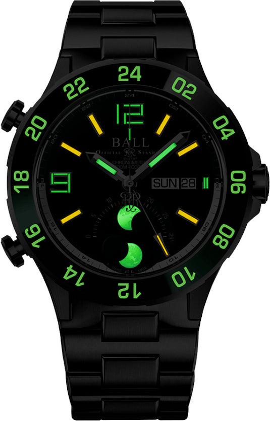 Ball Roadmaster Marine GMT Moon Phase Green Dial on Bracelet