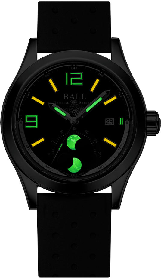 Ball Engineer II Moon Phase Chronometer 41mm Black Dial on Strap