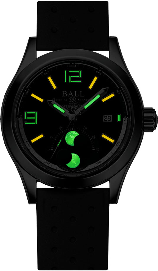 Ball Engineer II Moon Phase Chronometer 41mm Green Dial on Strap