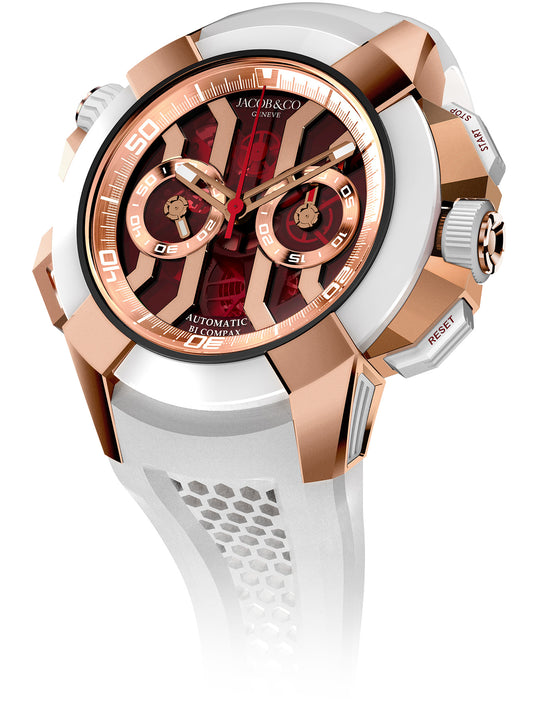 Jacob & Co. Epic X Chrono 47mm Rose Gold Red on Strap