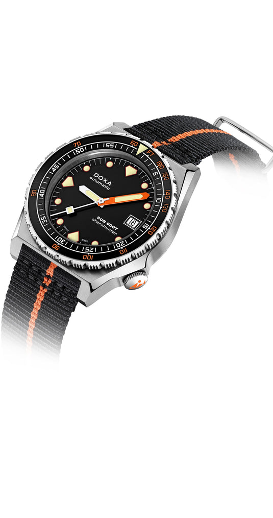 DOXA Sub 600T Sharkhunter 861.10.101.34-N on Black/Orange NATO Strap