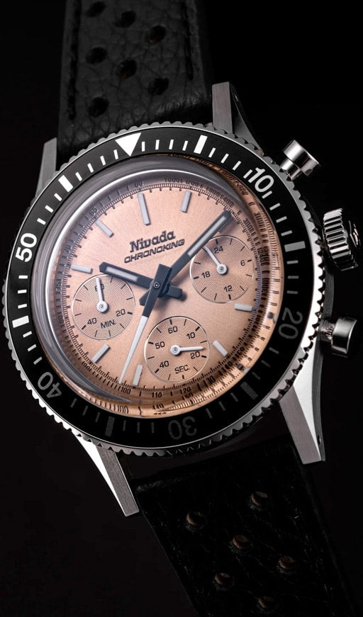 Nivada Grenchen 87043Q17 Chronoking Salmon Dial on Strap