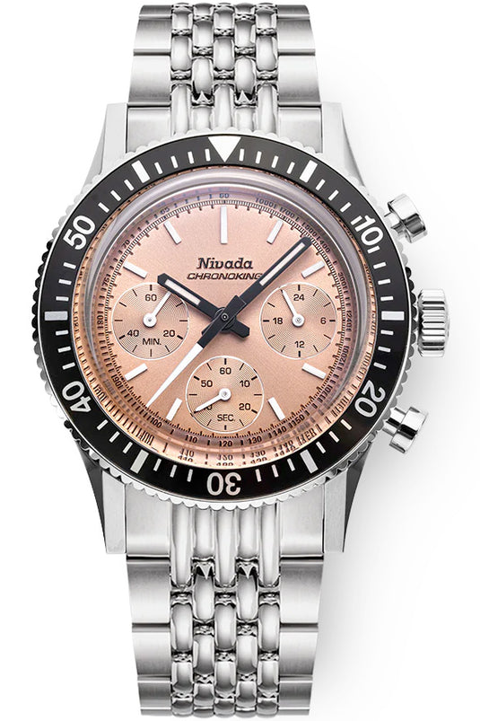 Nivada Grenchen 87043Q04 Chronoking Salmon Dial on Bracelet