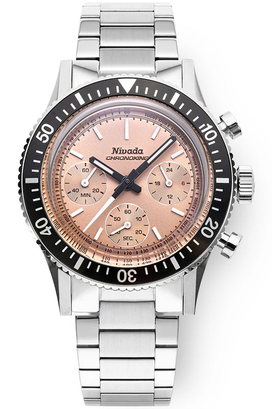 Nivada Grenchen 87043Q20 Chronoking Salmon Dial on Bracelet